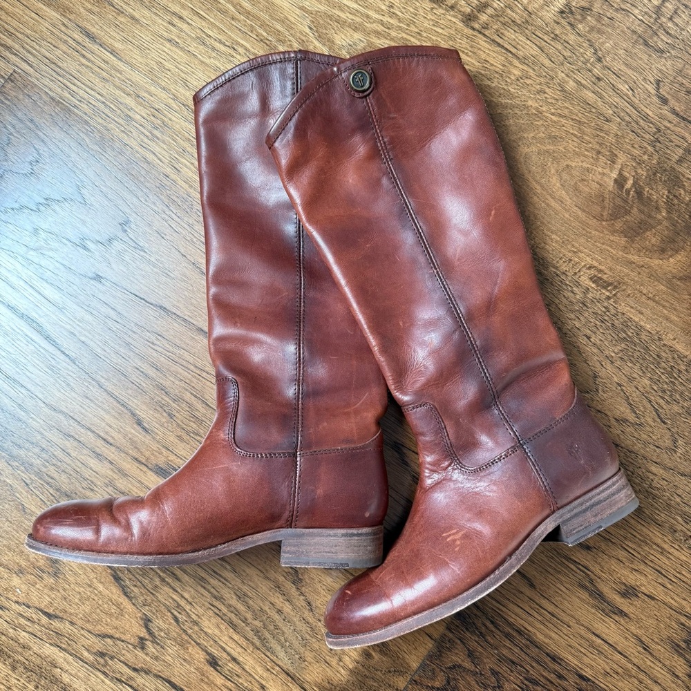 Frye Cognac Leather Heeled Boots
